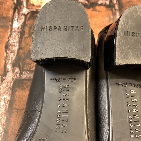 Hispanitas Block Heel Pumps Point Toe Buckle Omega Black Patent Leather 6/6.5 - Picture 11 of 12